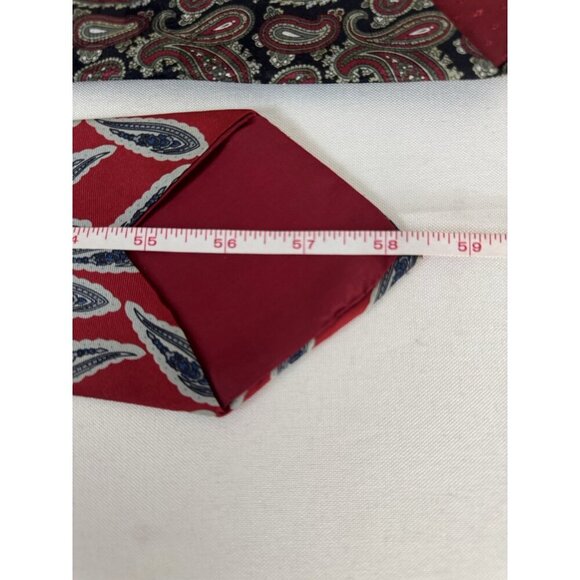 Hardy Amies Mens Tie Set Of 3 Red Navy Paisley Silk Heritage Old Money Preppy - Picture 13 of 14